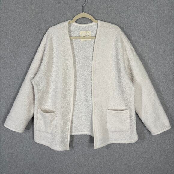 Cuddle Duds Cardigan Women Medium White Sherpa Open Sweatshirt Lounge Comfy Cozy - Picture 1 of 10